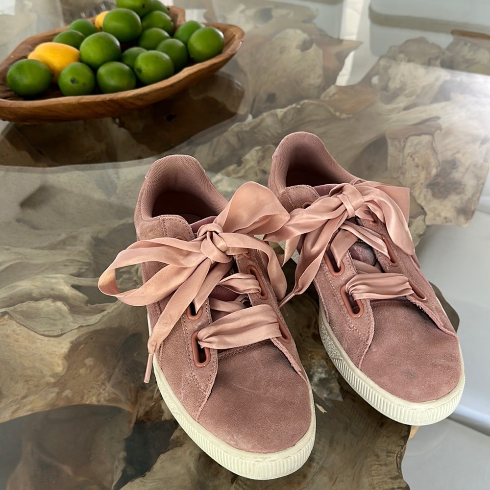 Puma rose pink suede sneakers